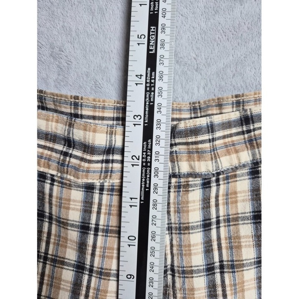 Faded Glory Womens Bermuda Shorts 10 Plaid Beige Blue Y2k Cotton Stretch Summer - Picture 9 of 10